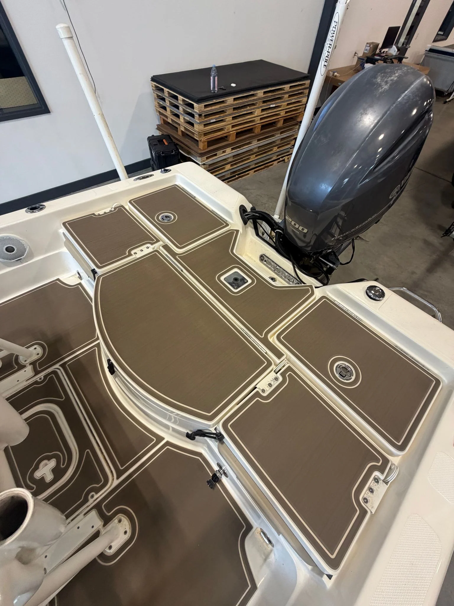 Tan GatorStep pads on a flats boat aft deck — Lakebound Marine, Lenoir City TN