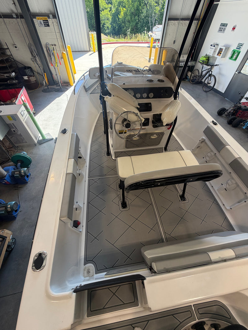 Custom GatorStep flooring on a fishing boat — Lakebound Marine, Knoxville TN