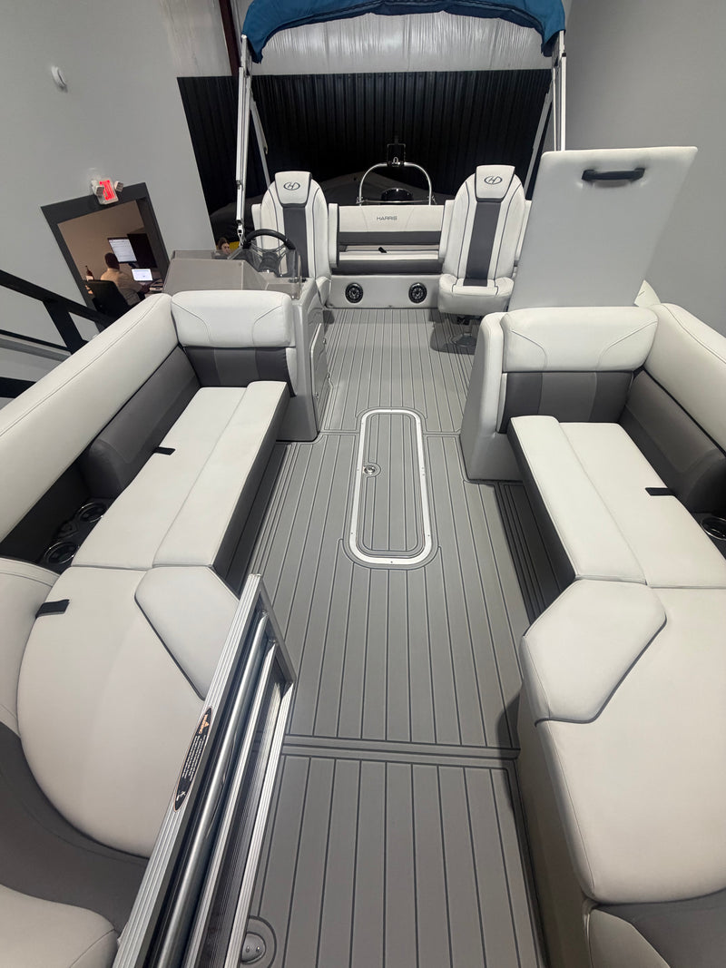 Custom GatorStep decking on a pontoon boat — Lakebound Marine, East Tennessee