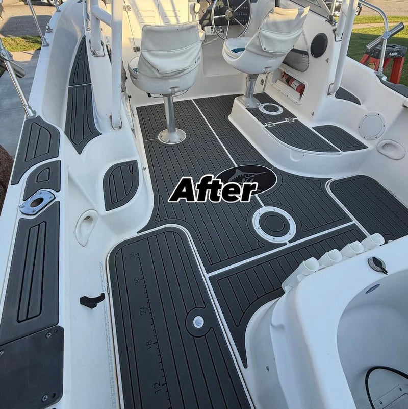 Custom-fit GatorStep boat flooring after installation — Knoxville, TN